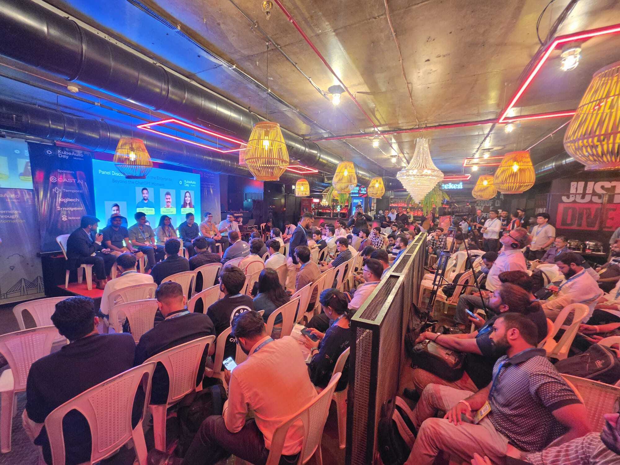 Full audience view during the panel discussion