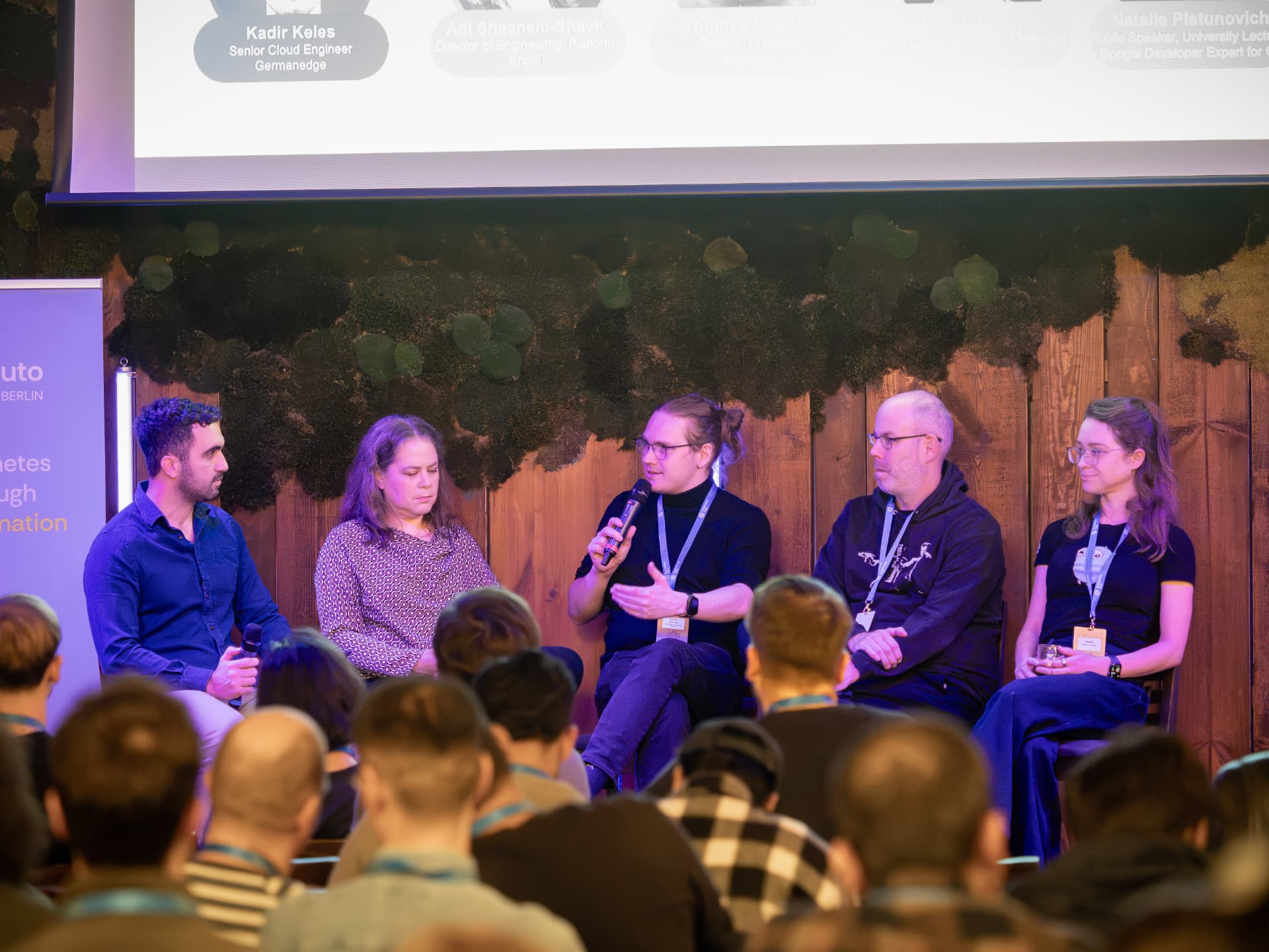 Panel discussion on stage at KubeAuto Day Berlin