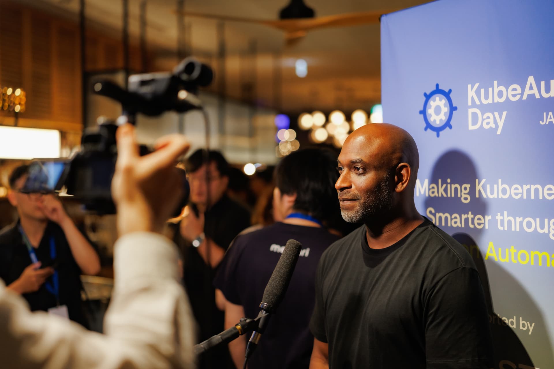 Kelsey Hightower being interviewed on camera