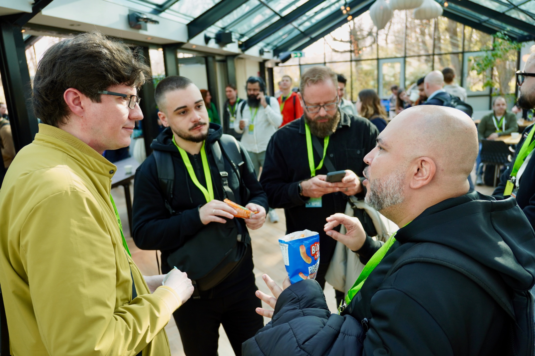 Attendees networking during the break
