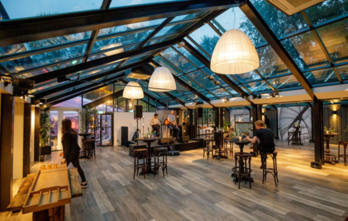 Amstel Boathouse interior with glass roof